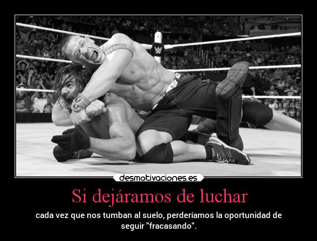 Si dejáramos de luchar - cada vez que nos tumban al suelo, perderíamos la oportunidad de
seguir fracasando.