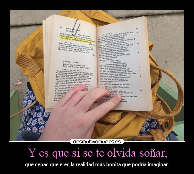 Y es que si se te olvida soñar, - que sepas que eres la realidad más bonita que podría imaginar.