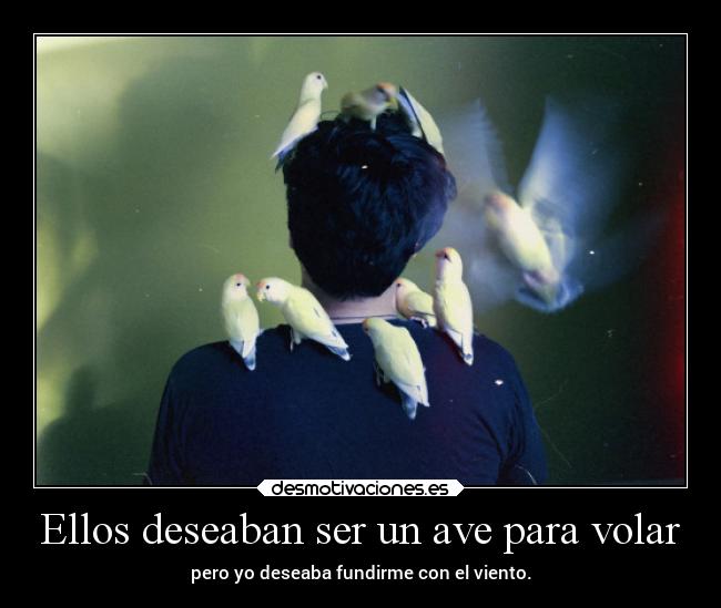 Ellos deseaban ser un ave para volar - pero yo deseaba fundirme con el viento.