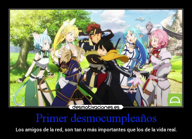 carteles amigos amistad anime sao swordartonline kirito asuna silica lisbeth yui sinon klein danieldats desmotivaciones