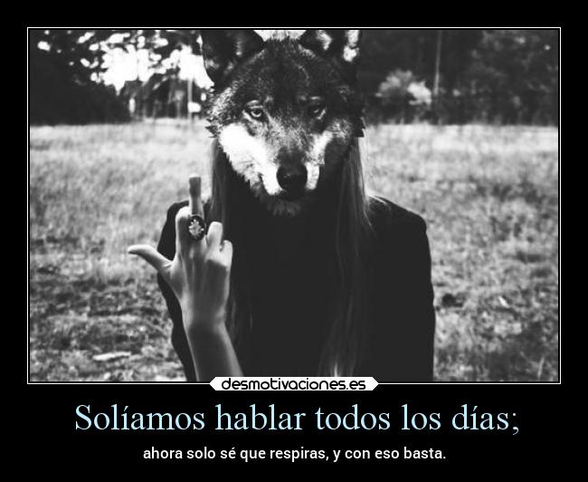 Solíamos hablar todos los días; - ahora solo sé que respiras, y con eso basta.