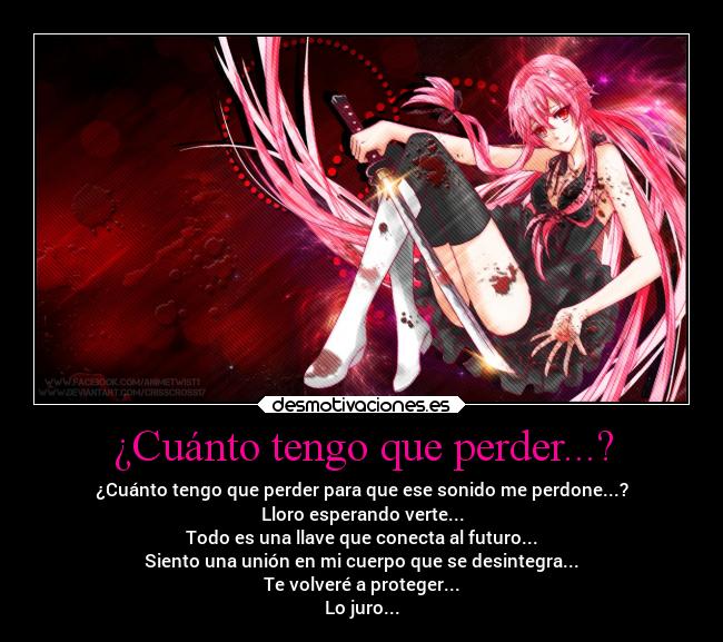 carteles anime mirai nikki ending yuno encanta desmotivaciones