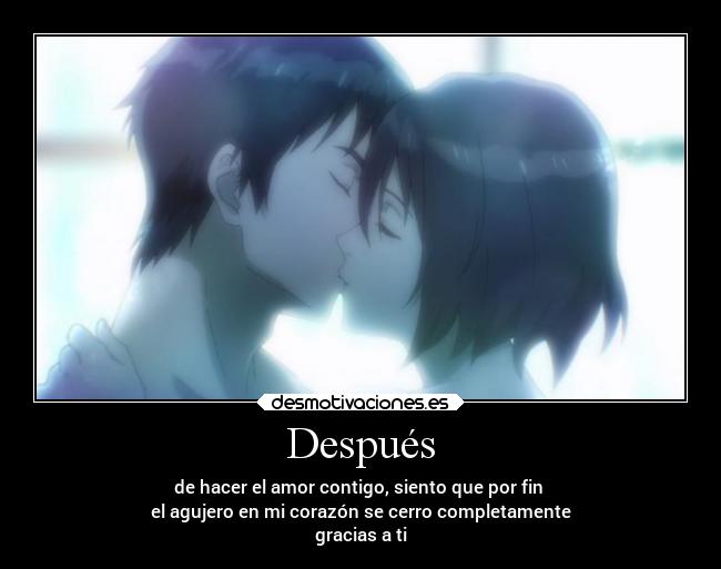 carteles corazon sexo amor anime murano sinichi izumi kiseijuu hacerelamor deseo besocontigo sufrimiento aguj desmotivaciones