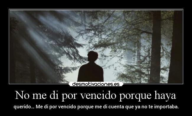 No me di por vencido porque haya - querido… Me di por vencido porque me di cuenta que ya no te importaba.