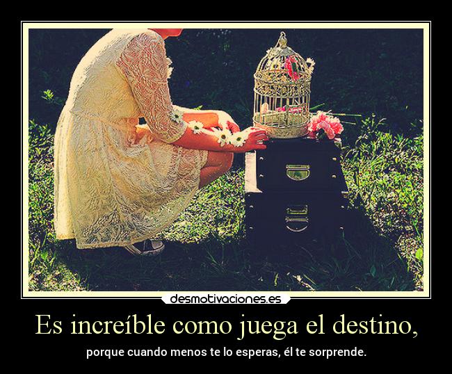 Es increíble como juega el destino, - 