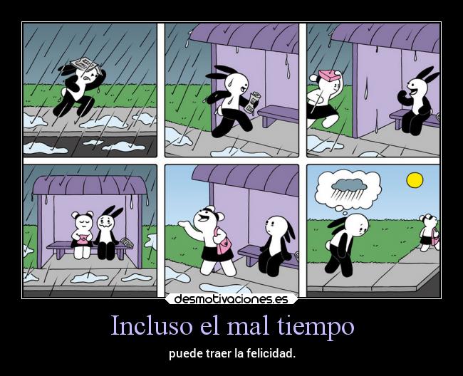 carteles felicidad tiempo lluvia conejos parada rilacs desmotivaciones