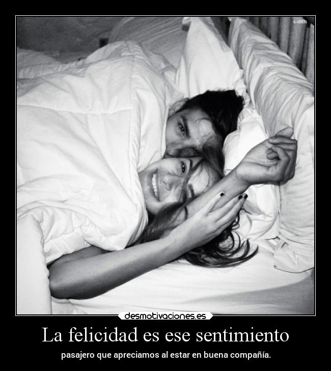 La felicidad es ese sentimiento - pasajero que apreciamos al estar en buena compañía.
