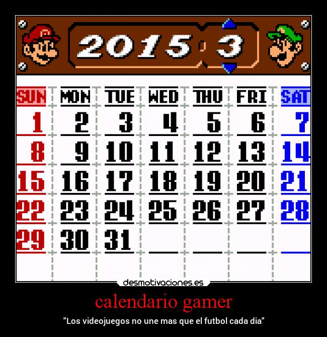 calendario gamer -