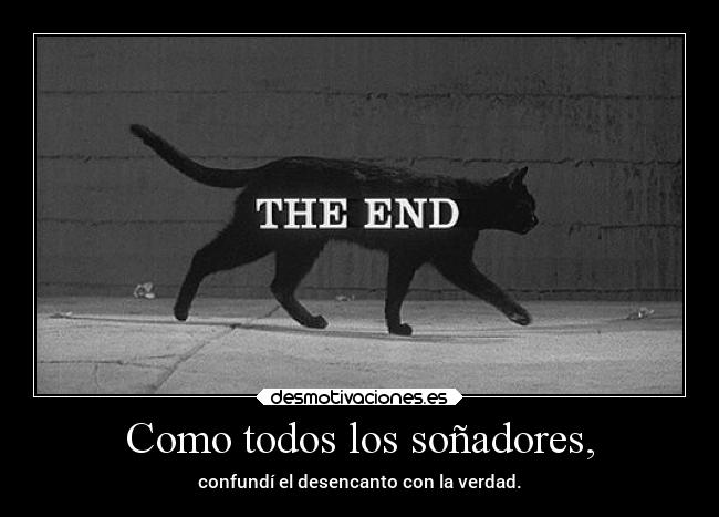 Como todos los soñadores, - confundí el desencanto con la verdad.