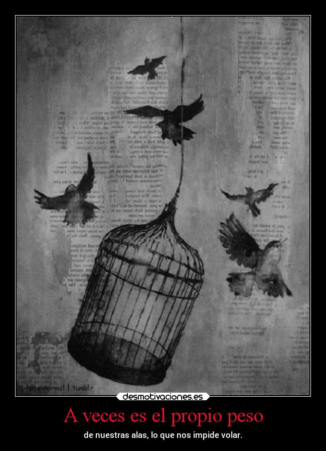 A veces es el propio peso - de nuestras alas, lo que nos impide volar.