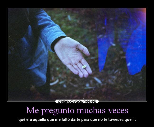 Me pregunto muchas veces - qué era aquello que me faltó darte para que no te tuvieses que ir.