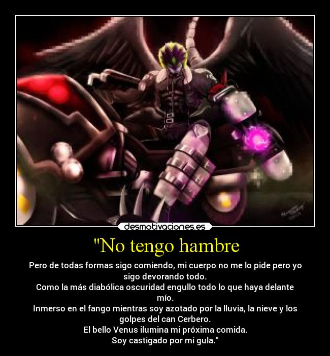 carteles anime digimon gula beelzemon pecado desmotivaciones