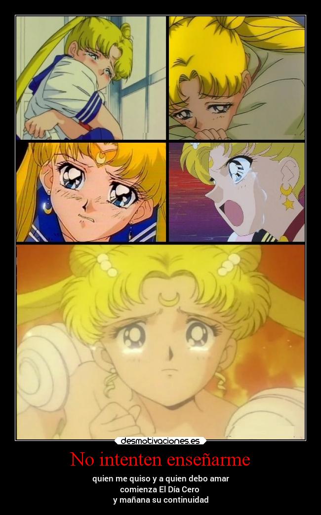 carteles anime sailor moon serena llorando desmotivaciones