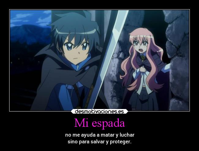 carteles anime zeronotsukaima saito louise danieldats desmotivaciones