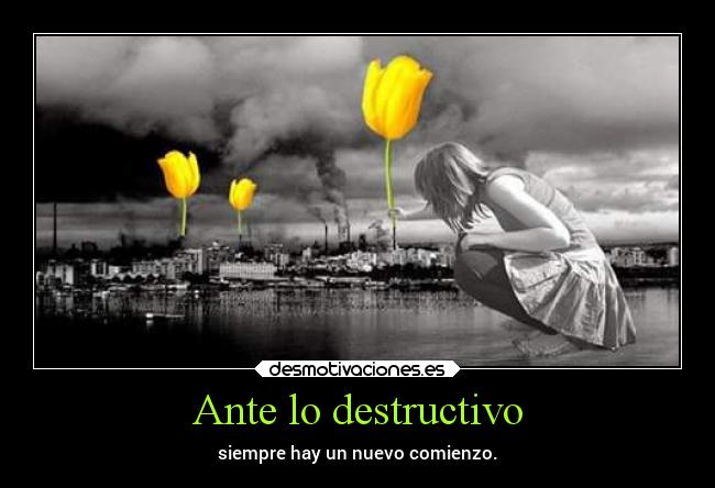 Ante lo destructivo - siempre hay un nuevo comienzo.
