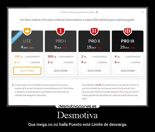 Desmotiva - Que mega.co.nz halla Puesto este Limite de descarga.