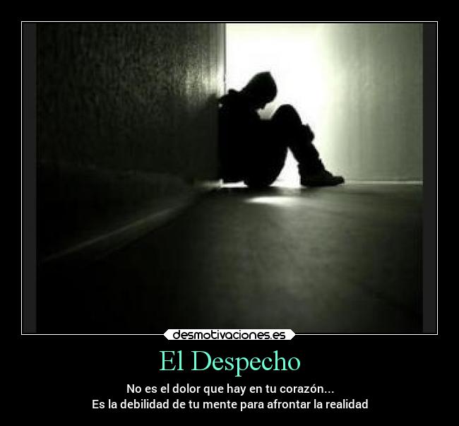 El Despecho - No es el dolor que hay en tu corazón...
Es la debilidad de tu mente para afrontar la realidad