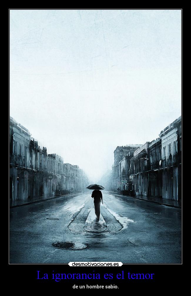 La ignorancia es el temor - de un hombre sabio.