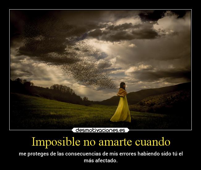 Imposible no amarte cuando - me proteges de las consecuencias de mis errores habiendo sido tú el
más afectado.