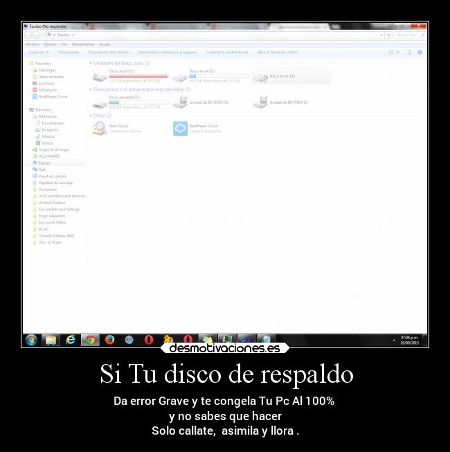 carteles llorar vida error grrave congelar windows windows7 saturada desmotivaciones