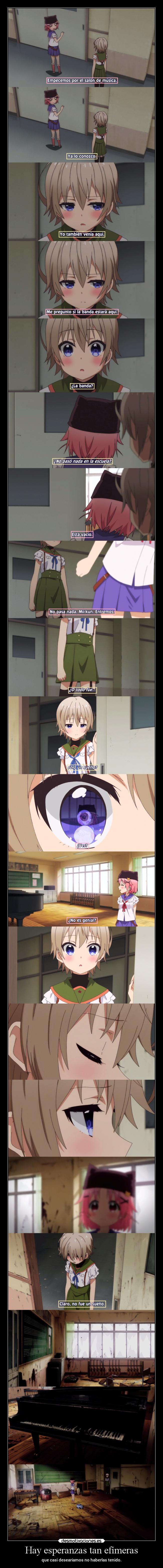 carteles miedo esperanza dolor vida anime raptorhunters harukaze manga epicanime gakkougurashi gakkou gurashi desmotivaciones