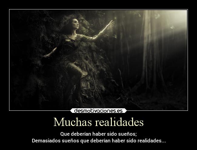 Muchas realidades - Que deberían haber sido sueños;
Demasiados sueños que deberían haber sido realidades...