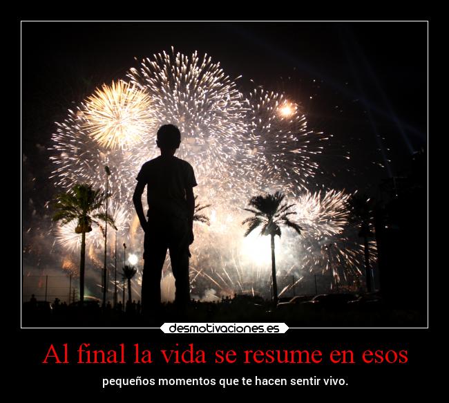 Al final la vida se resume en esos - pequeños momentos que te hacen sentir vivo.