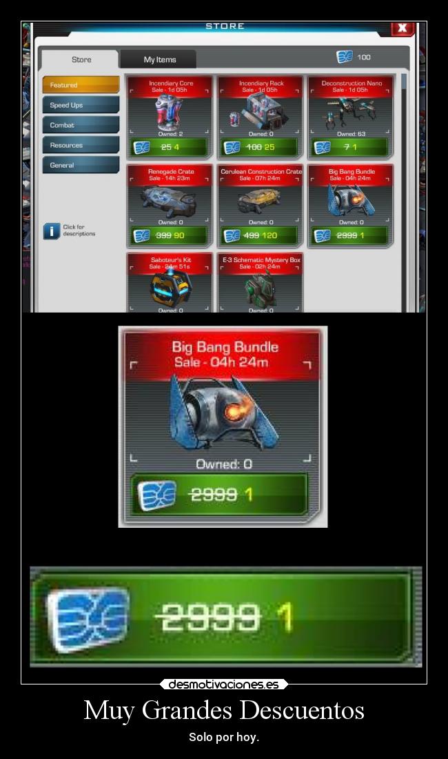 Muy Grandes Descuentos - Solo por hoy.