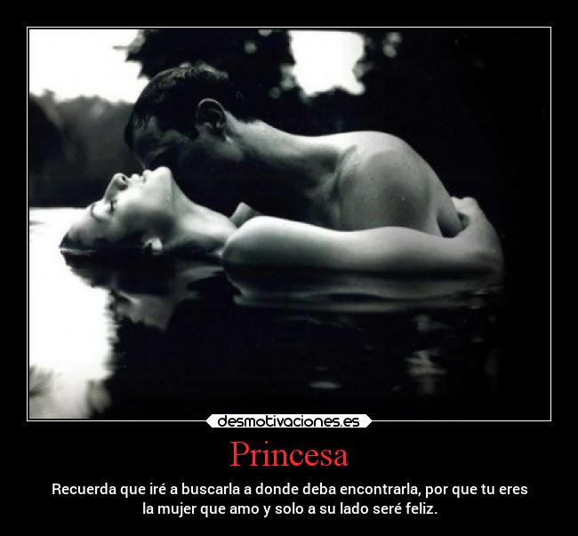 Princesa - Recuerda que iré a buscarla a donde deba encontrarla, por que tu eres
la mujer que amo y solo a su lado seré feliz.