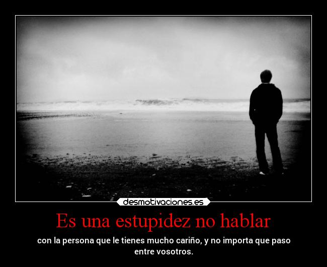 Es una estupidez no hablar - con la persona que le tienes mucho cariño, y no importa que paso
entre vosotros.