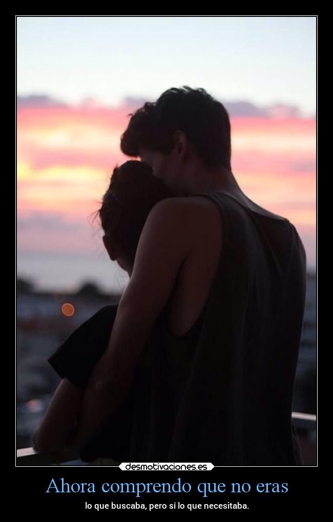 Ahora comprendo que no eras - lo que buscaba, pero sí lo que necesitaba.