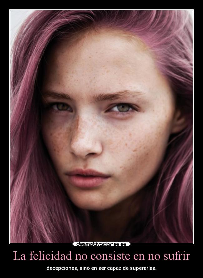La felicidad no consiste en no sufrir - decepciones, sino en ser capaz de superarlas.