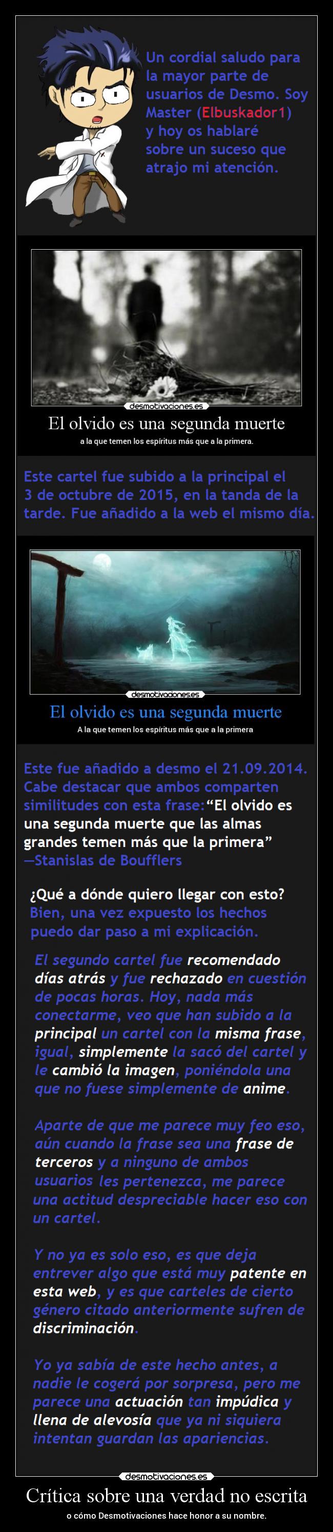 Crítica sobre una verdad no escrita - 