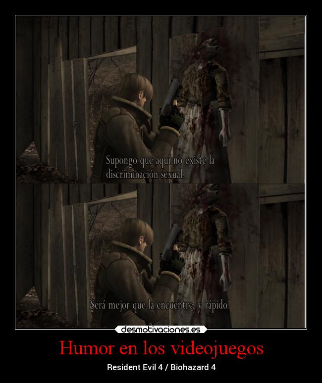 carteles humor videojuegos humor videojuegos residentevil4 biohazard4 residentevil humornegro emptyscreens elcuartodelvicio desmotivaciones