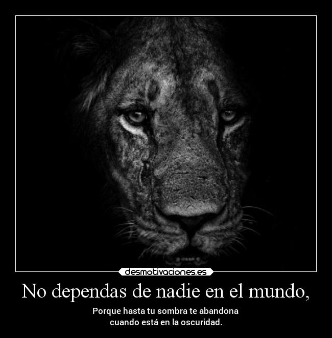 No dependas de nadie en el mundo, -