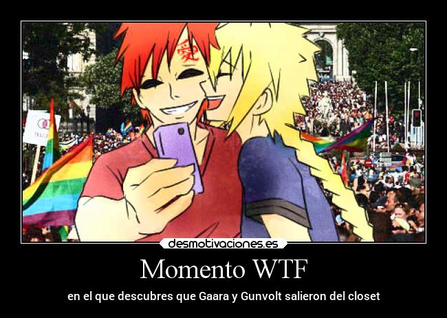 carteles naruto anime graciosas gay gaara gunvolt yaoi desmotivaciones