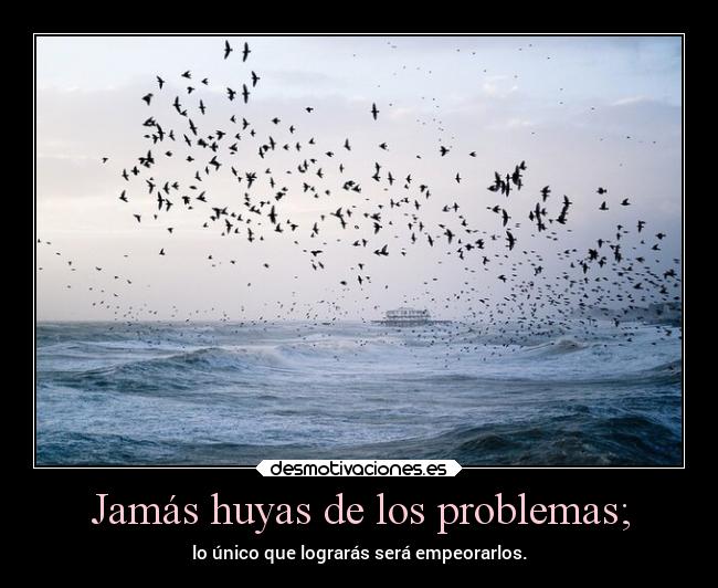 Jamás huyas de los problemas; - lo único que lograrás será empeorarlos.