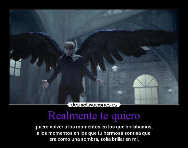Realmente te quiero - quiero volver a los momentos en los que brillábamos,
a los momentos en los que tu hermosa sonrisa que
era como una sombra, solía brillar en mi.