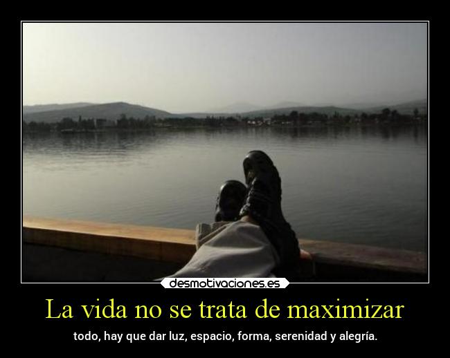 La vida no se trata de maximizar - 