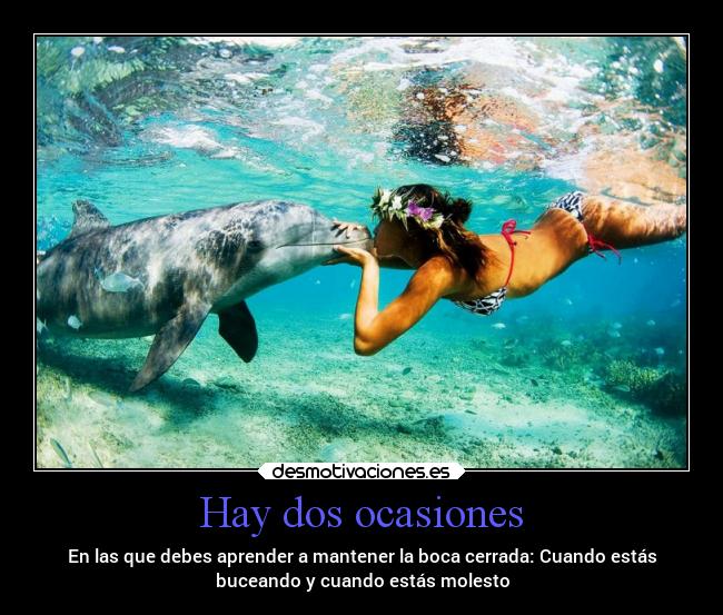 Hay dos ocasiones - En las que debes aprender a mantener la boca cerrada: Cuando estás
buceando y cuando estás molesto