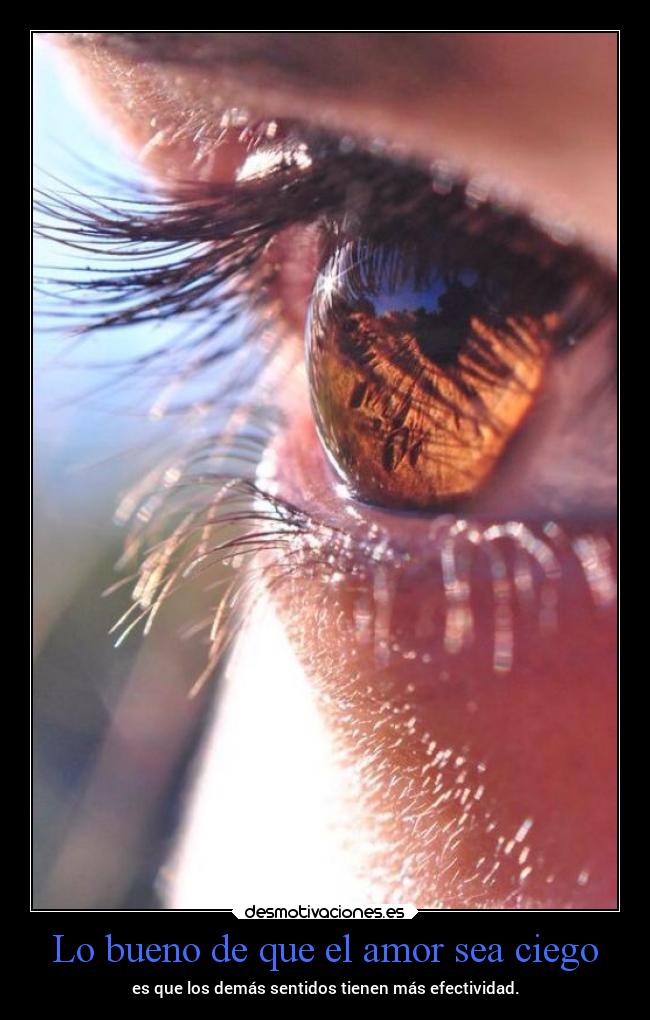 Lo bueno de que el amor sea ciego - es que los demás sentidos tienen más efectividad.