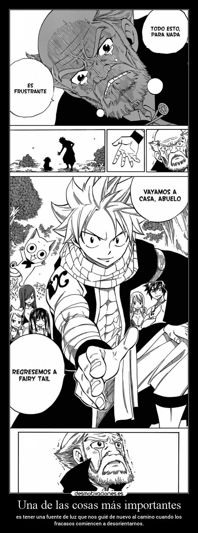 carteles amor miedo dolor familia anime raptorhunters harukaze manga fairytail fairy tail makarov desmotivaciones