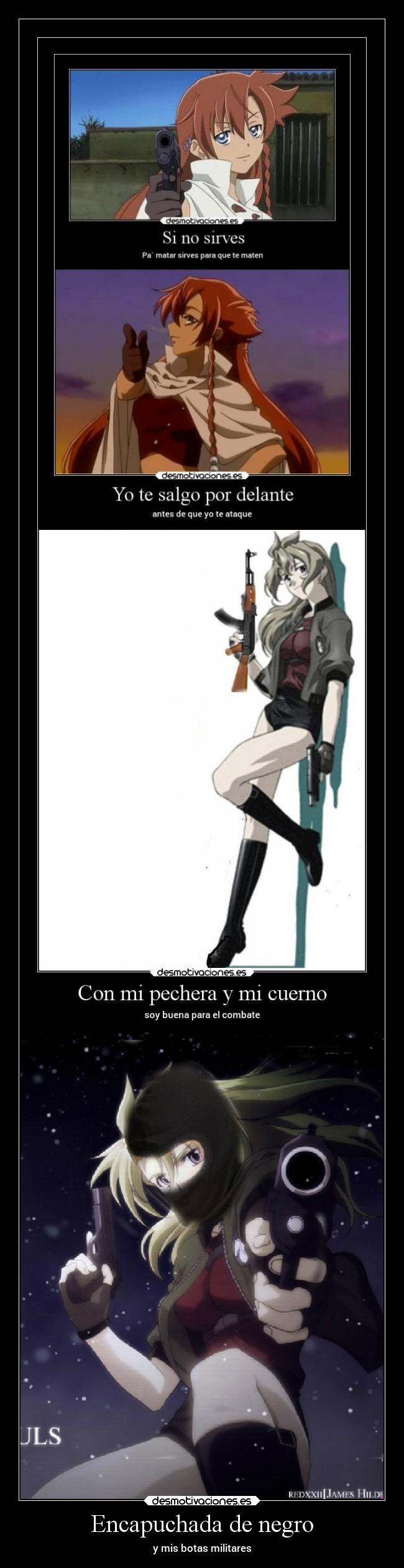 Encapuchada de negro - y mis botas militares