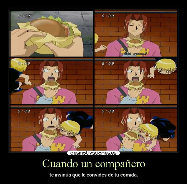 carteles comida anime manga zatch gash bell companero hambre desmotivaciones