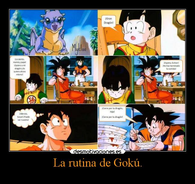 La rutina de Gokú. -