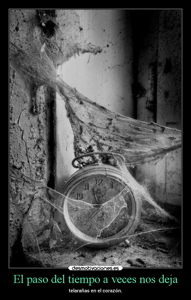 El paso del tiempo a veces nos deja - telarañas en el corazón.
