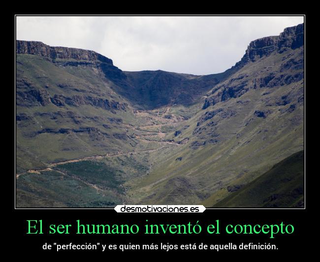 El ser humano inventó el concepto - de perfección y es quien más lejos está de aquella definición.