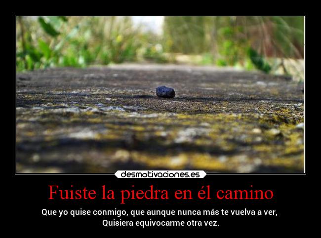 Fuiste la piedra en él camino - Que yo quise conmigo, que aunque nunca más te vuelva a ver,
Quisiera equivocarme otra vez.
