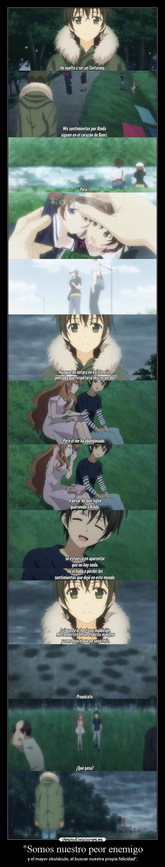 carteles enemigo felicidad enemigo anime persona ser peor obstaculo propio raptorhunters desmotivaciones