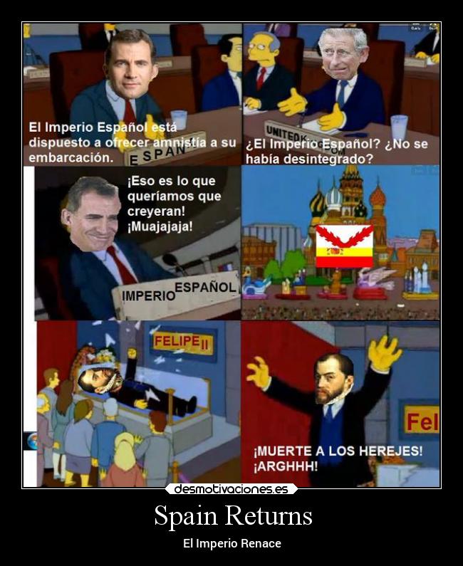 carteles espana simpsons imperio renace loqueestamuertonopuedemorirsinoquesealza desmotivaciones